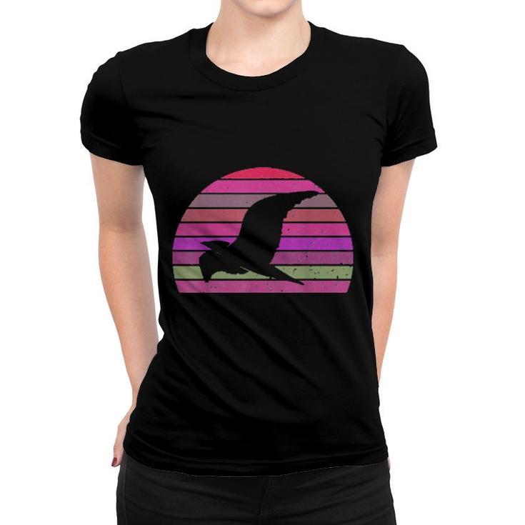 Retro Crow Vintage Crow Silhouette Bird Animal 80S 90S  Women T-shirt