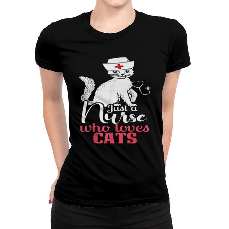 Retro For Cat Lovers, Cat, Just A Nurse Who Loves Cats  Women T-shirt