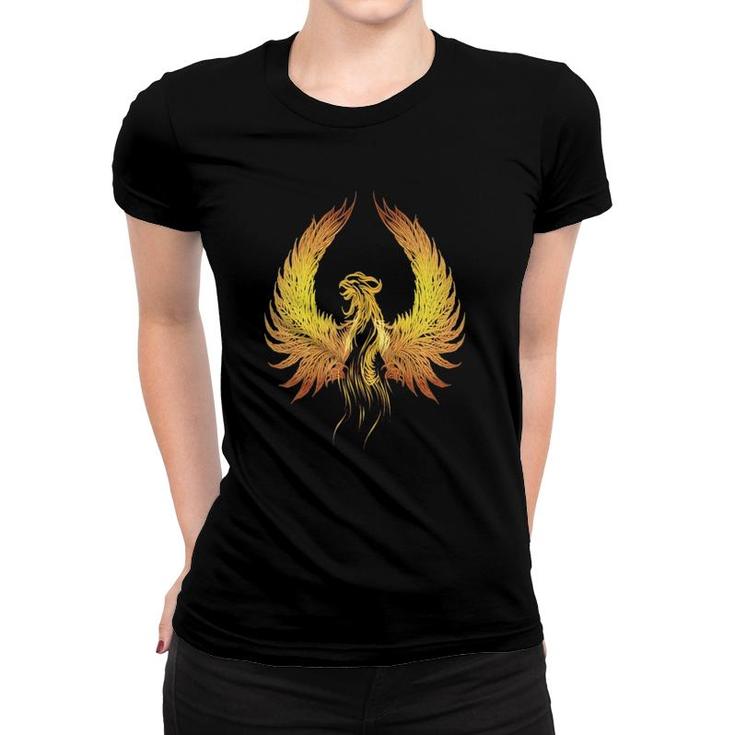 Rising Phoenix Fire Golden Mythical Reborn Rise From Ashes  Women T-shirt