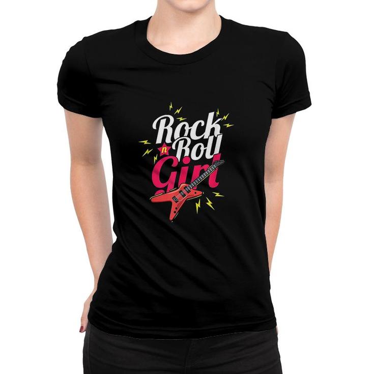 Rock N Roll Girl Guitarist Bassist Musician Rocker Gift Women T-shirt
