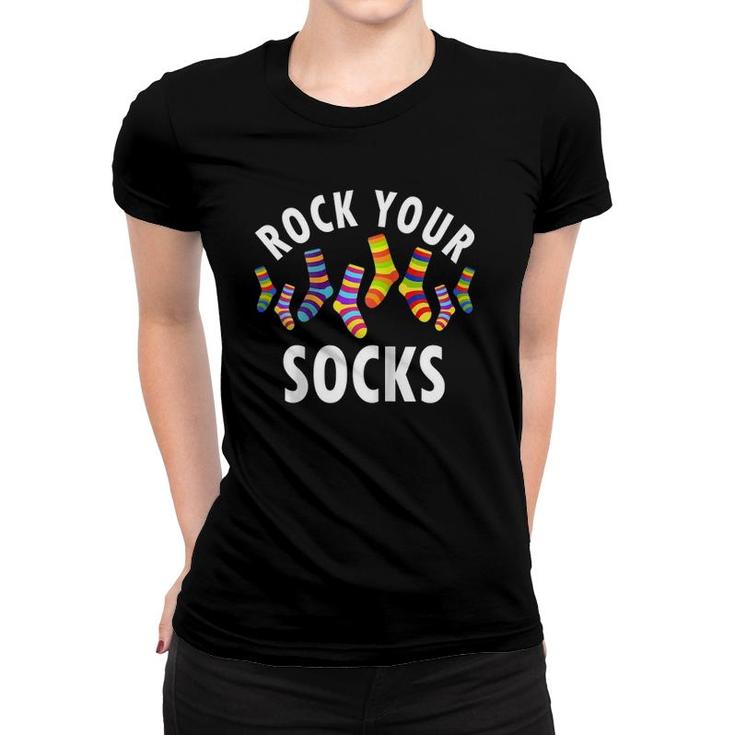 Rock Your Socks Awareness  World Down Syndrome Day Raglan Baseball Tee Women T-shirt