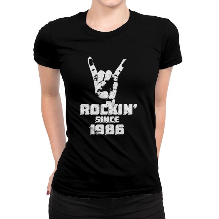 Rockin' Since 1986 Vintage Rock Music 35Th Birthday Gift Women T-shirt