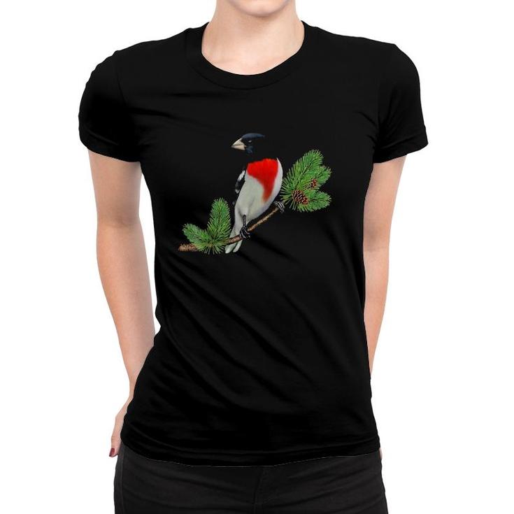 Rose-Breasted Grosbeak On Branch Birder & Bird Lover Gift Women T-shirt