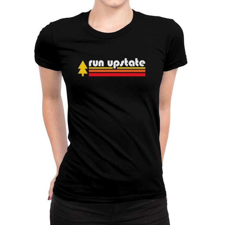 Run Upstate  - Retro Stripes Tree Women T-shirt