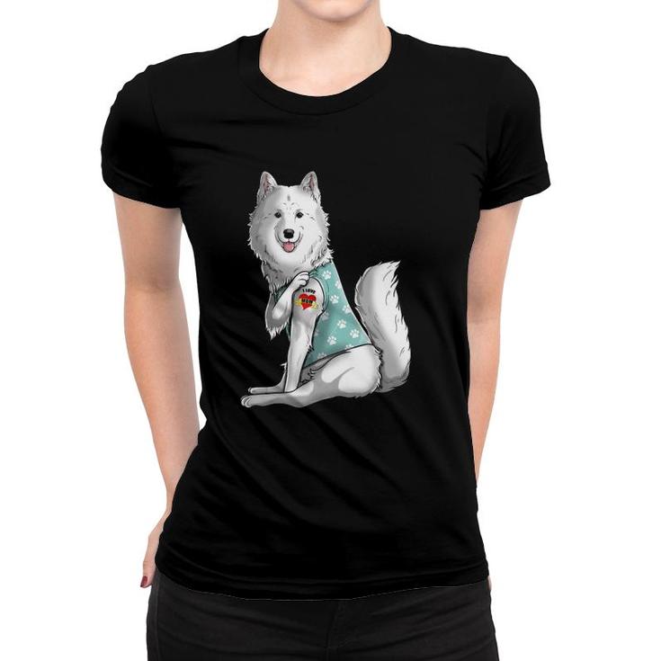 Samoyed I Love Mom Tattoo Dog  Funny Mother's Day Gift Women T-shirt