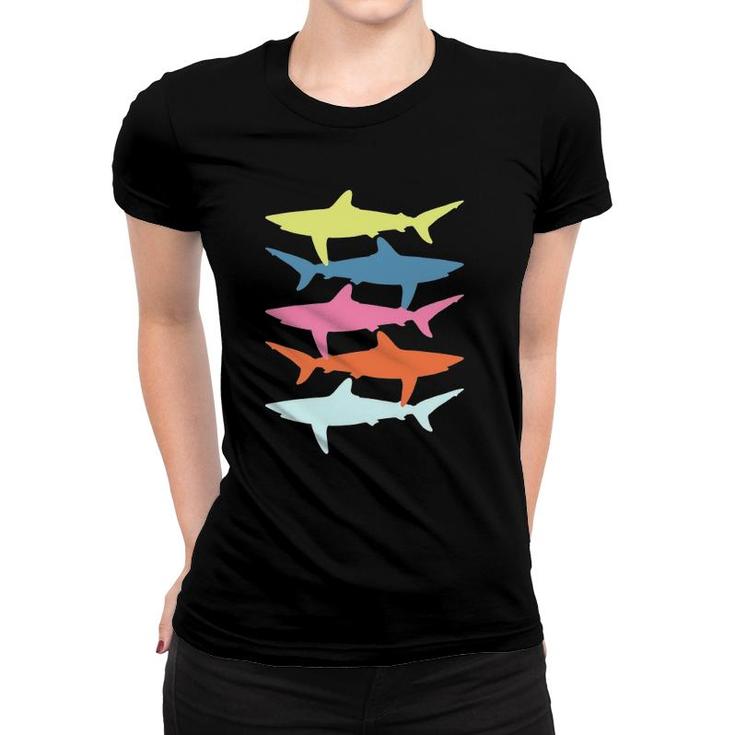 Shark Vintage Fish Summer Fishing Fisherman Gift Beach Surf Women T-shirt