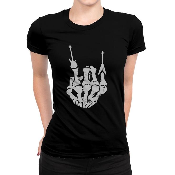 Skeleton Rocking Hand Rock Music Women T-shirt