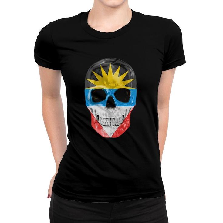 Skull Flag Of Antigua And Barbuda Women T-shirt