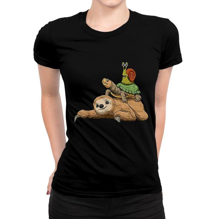 Sloth Turtle Snail Running Sloth Lovers Women T-shirt