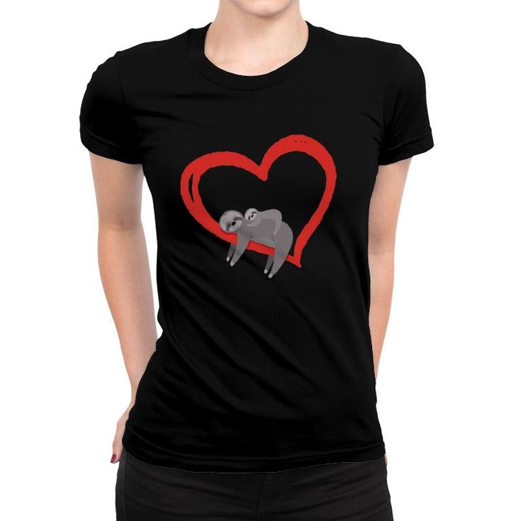 Sloth Valentine's Day Womens Sloths Valentine Heart Women T-shirt
