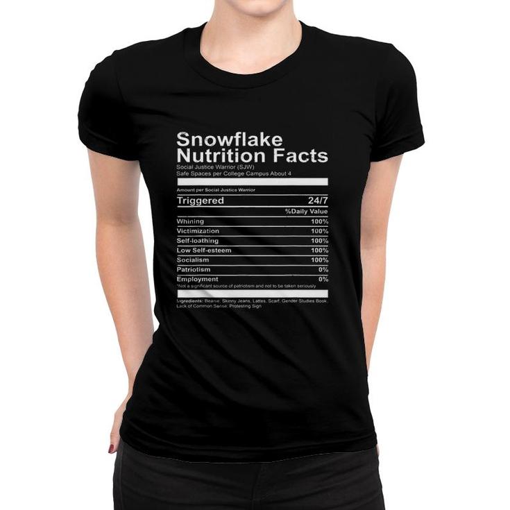 Snowflake Nutrition Facts Funny Socialist Capitalism Funny Women T-shirt