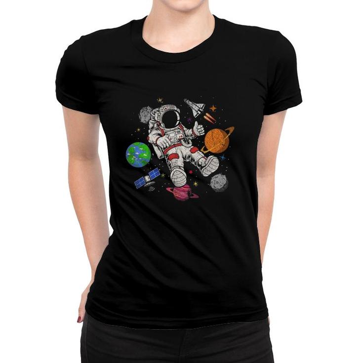 Space Science Planets Moon Rocketship Kids Gift Astronaut Women T-shirt