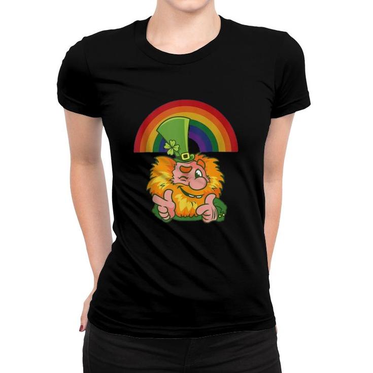 St Patricks Day Funny Rainbow Leprechaun Women T-shirt