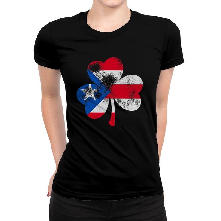 St Patrick's Day Puerto Rican Flag Shamrock Puerto Rico Flag Women T-shirt