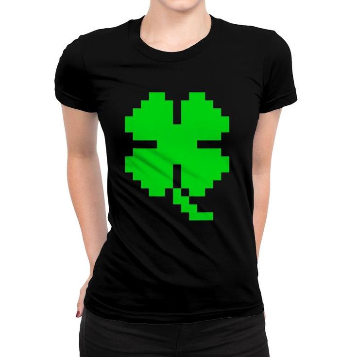 St Patrick's Day Video Games Clover Retro 8 Bit Pixel Art Women T-shirt