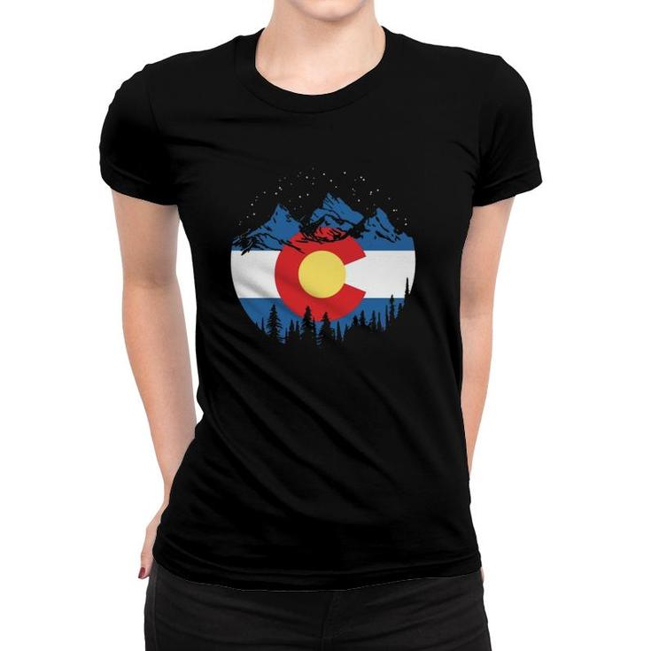 State Flag Of Colorado Vintage Night Stars Design Women T-shirt