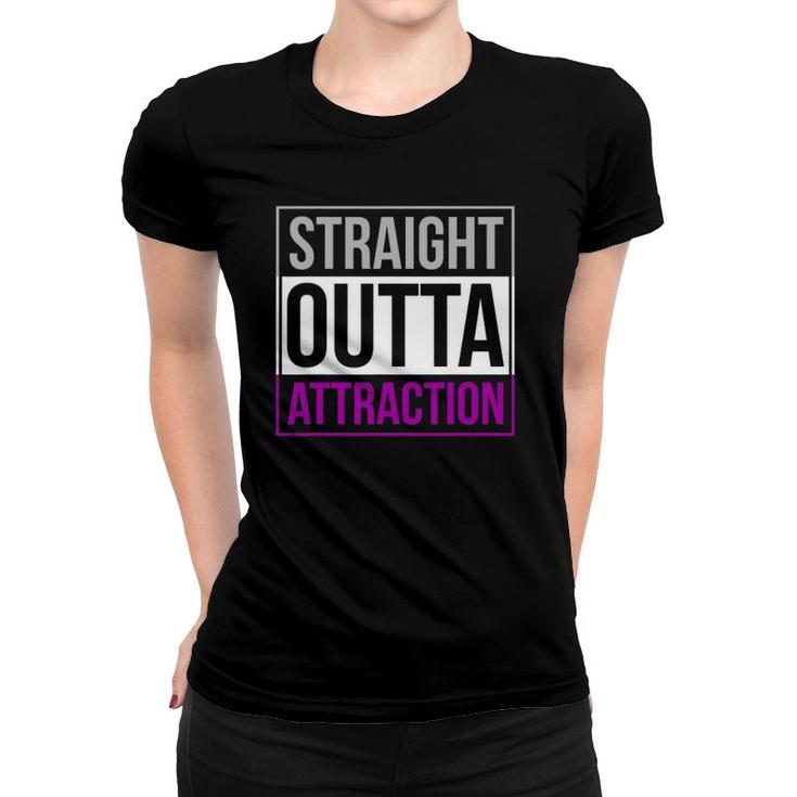 Straight Outta Attraction Pride Asexual Flag Ally Lgbt Gift Women T-shirt