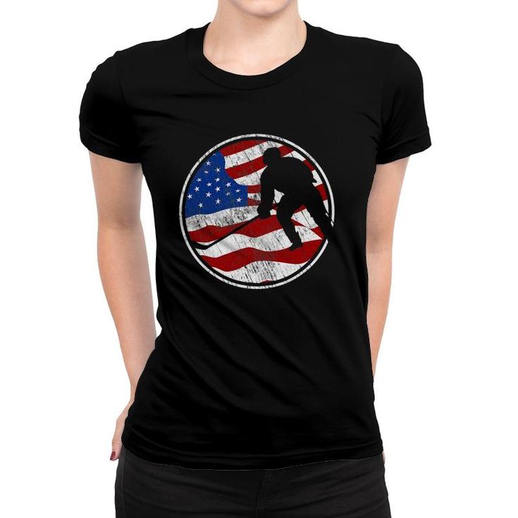 Street Hockey American Flag - Vintage Street Hockey Women T-shirt