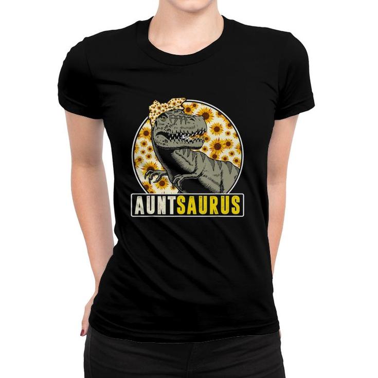 Sunflower Auntsaurus S Mothers Day Aunt Saurus Women T-shirt