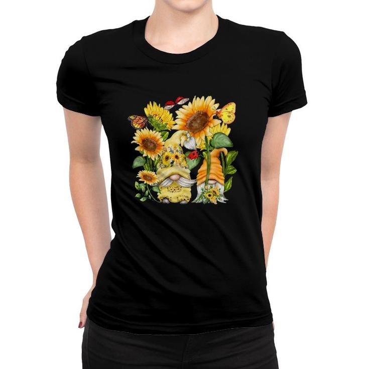 Sunflower Gnome Butterfly & Ladybug For Gardeners - Floral Women T-shirt