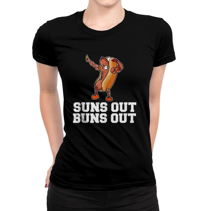 Suns Out Buns Out Funny Hot Dog Cartoon  Women T-shirt