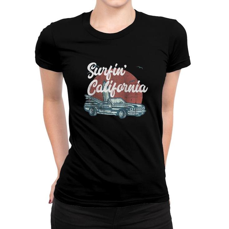 Surfin' California Muscle Car Vintage Convertible Surfer Raglan Baseball Tee Women T-shirt