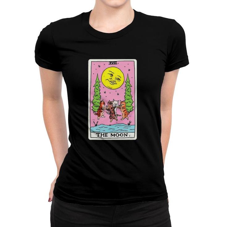 Tarot Card Crescent Moon And Cat Squad Graphic Women T-shirt