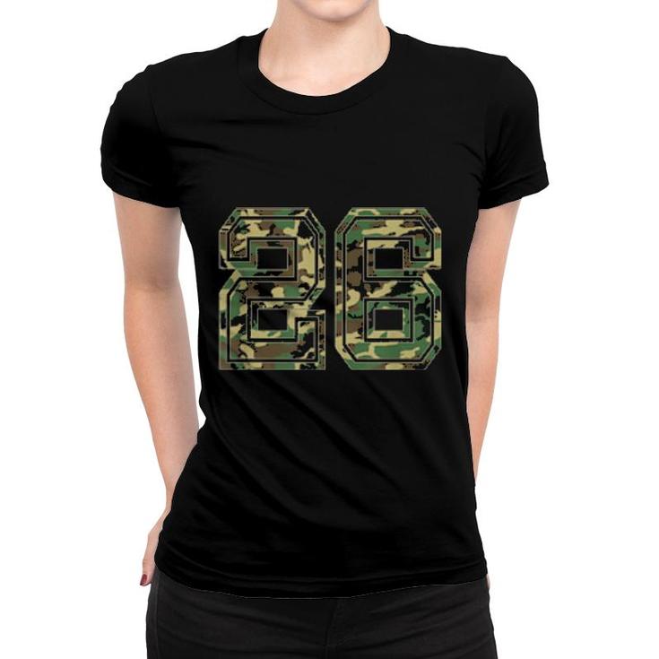 Team Jersey Number 26 Camo Camouflage  Women T-shirt