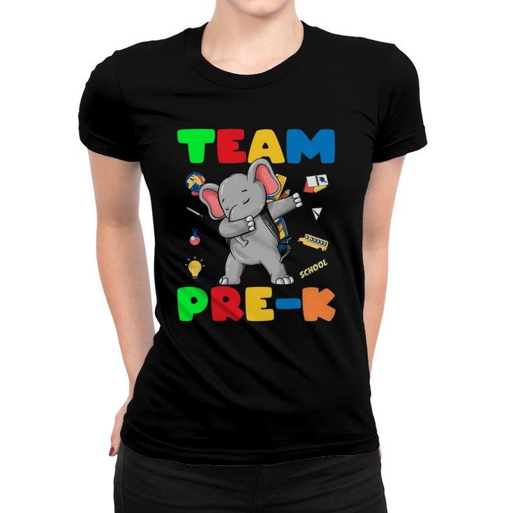 Team Pre K Elephant Dabbing Back To School Women T-shirt
