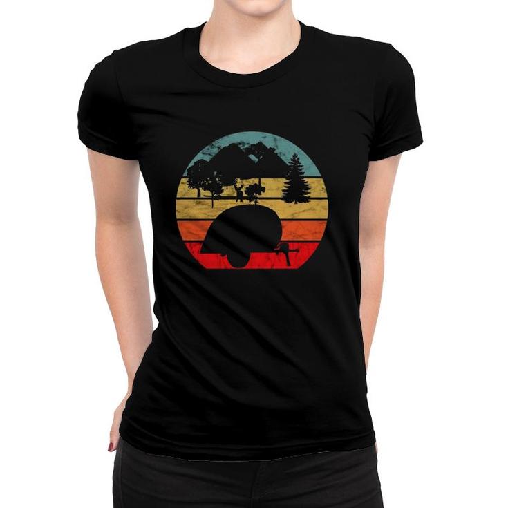 Teardrop Vintage Retro Sunset Camper Tiny House Rv Trailer  Women T-shirt