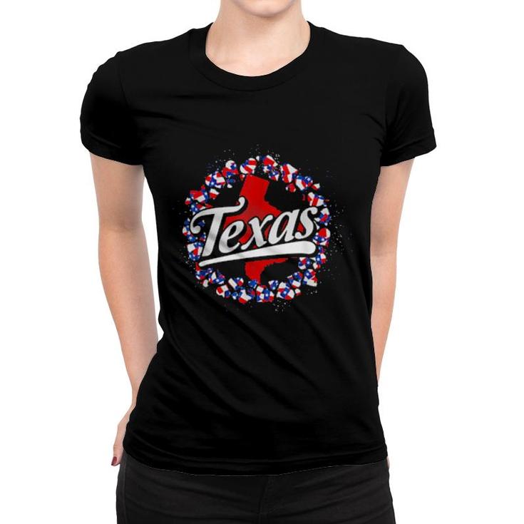 Texan Pride Texas Flag Hearts Us State Patriotic Texas Women T-shirt