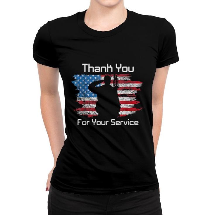 Thank You For Your Service Camouflage Usa Flag Veterans Day  Women T-shirt