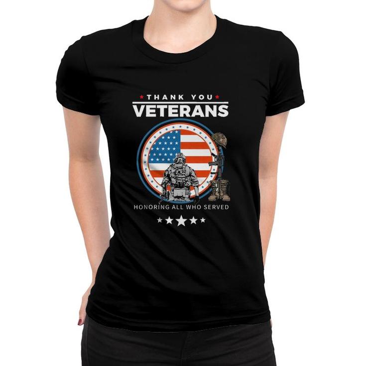 Thank You Veterans Honoring Those Who Served Patriotic Flag Women T-shirt