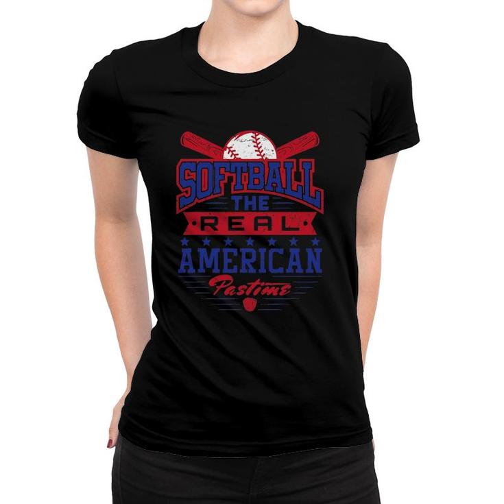 The Real American Pastime Patriotic Softball Player Women T-shirt