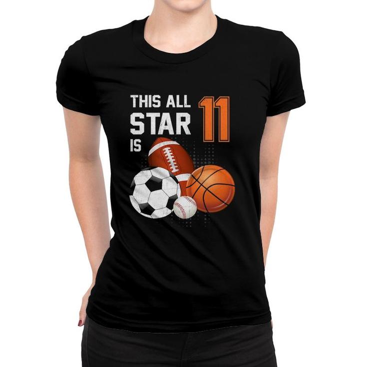 This All Star Is 11 Years Old Gifts Birthday Basketball Sport Women T-shirt