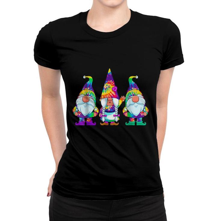 Three Hippie Gnomes Tie Dye Retro Vintage Hat Peace Gnome  Women T-shirt