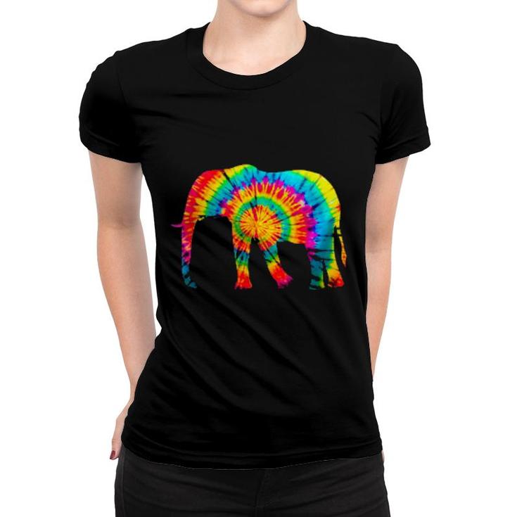 Tiedye Pattern And Tye Dye Colors And Animal Elephant  Women T-shirt