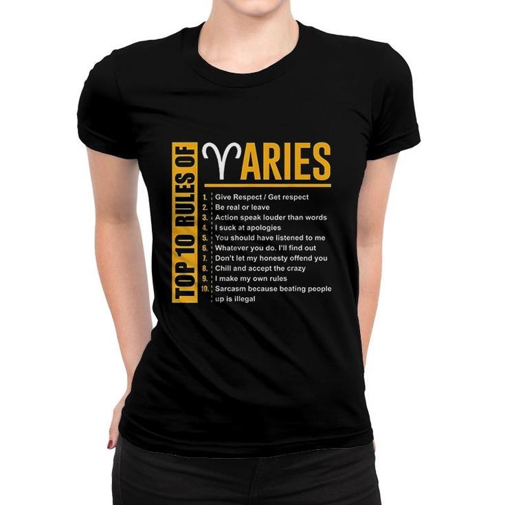 Top 10 Rules Of Aries Zodiac Women T-shirt