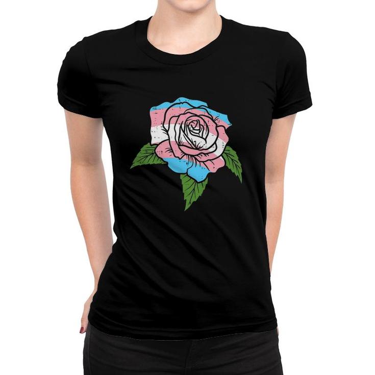 Transgender Rose Pocket Flower Trans Pride Flag Lgbt Women T-shirt