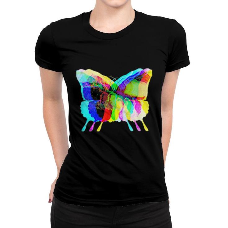 Trippy Psychedelic Rainbow Butterfly Vibe  Women T-shirt