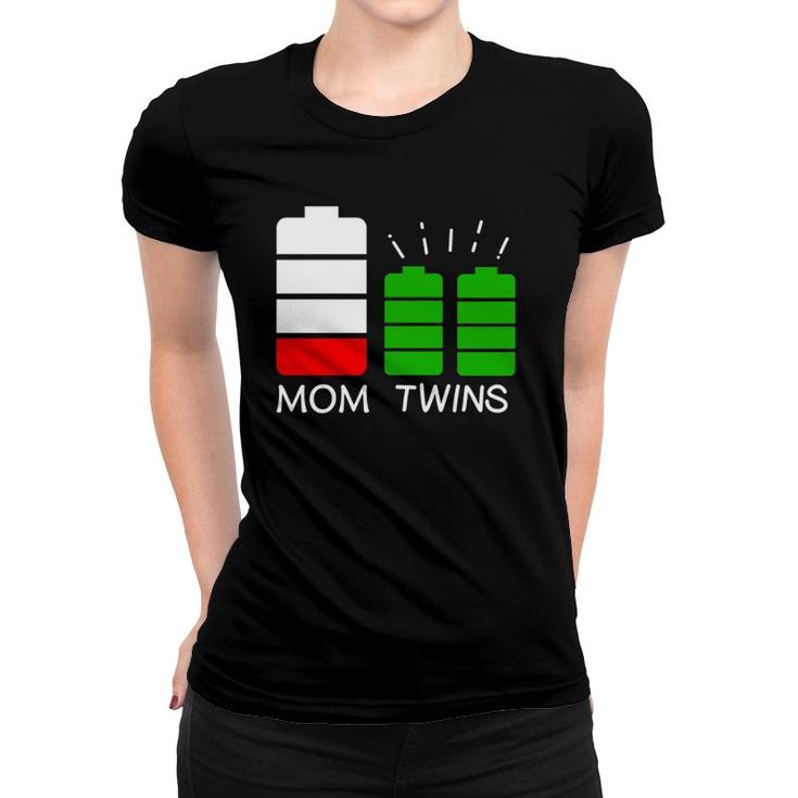 Twin Mom Low Battery Tired Mom Of Twins Women T-shirt