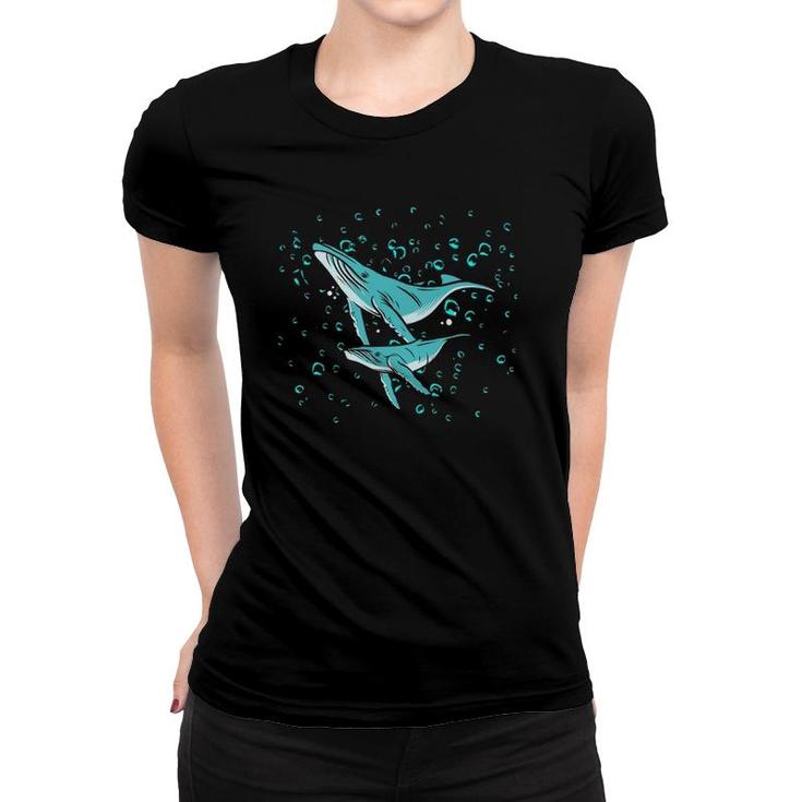 Two Humpback Whales In The Ocean Beautiful Marine Animal And Women T-shirt