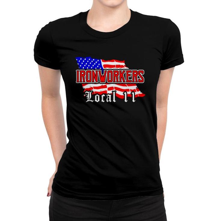 Union Ironworkers Local 11 New Jersey American Flag Tee Women T-shirt