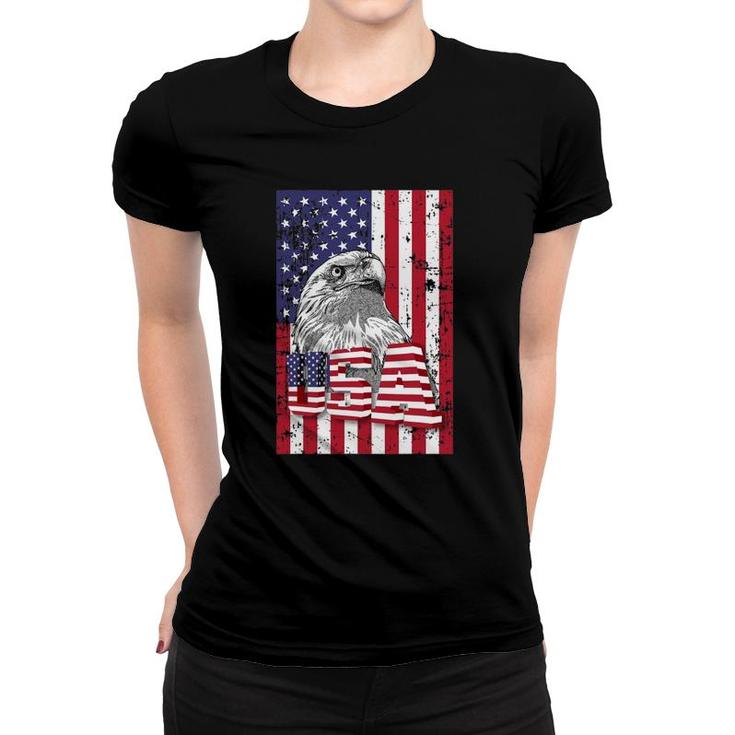 Us American Flag Bald Patriotic Eagle 4Th July American Flag Women T-shirt