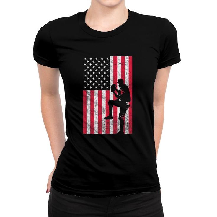 Usa American Flag Baseball Red White Blue 4Th Of July Top Women T-shirt