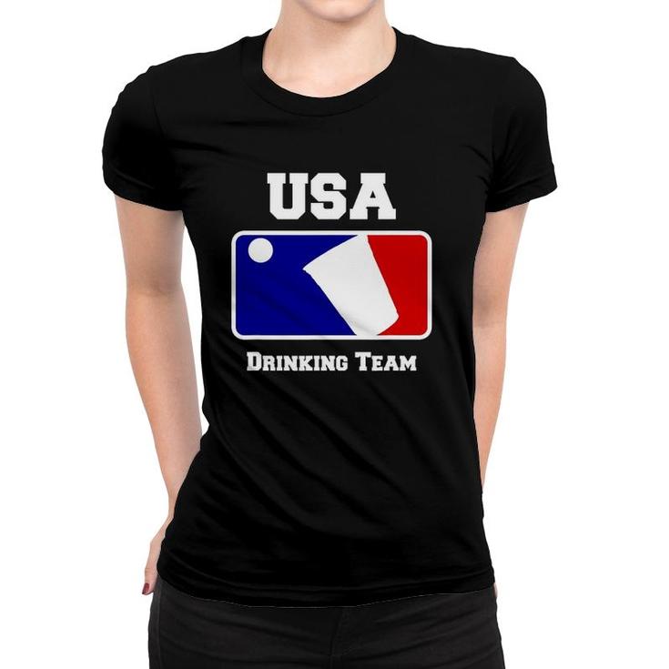 Usa Drinking Team Funny Party Beer Pong Game Women T-shirt