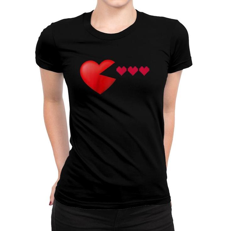 Valentine's Day Hearts Gamers Funny Boys Girls Kids Gift Raglan Baseball Tee Women T-shirt