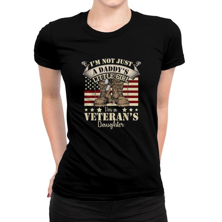 Veteran Day Veterans Daughter Us Flag Combat Boots Dog Tags  Women T-shirt