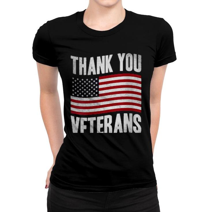 Veterans Day American Flag Theme Design Thank You Veterans  Women T-shirt