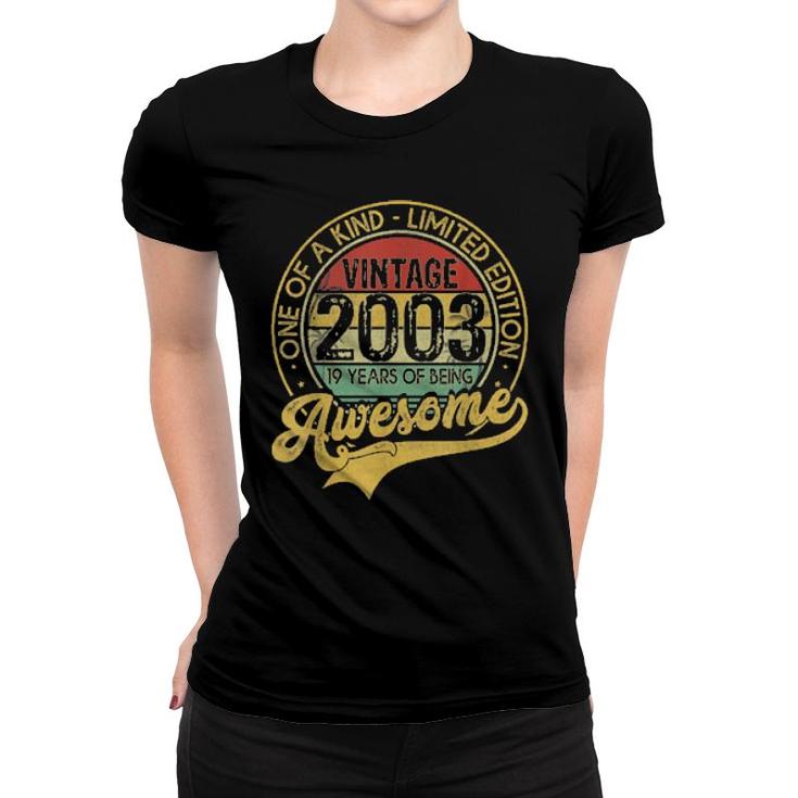 Vintage 2003 19 Years Born In 2003 19Th Birthday Decorations  Women T-shirt